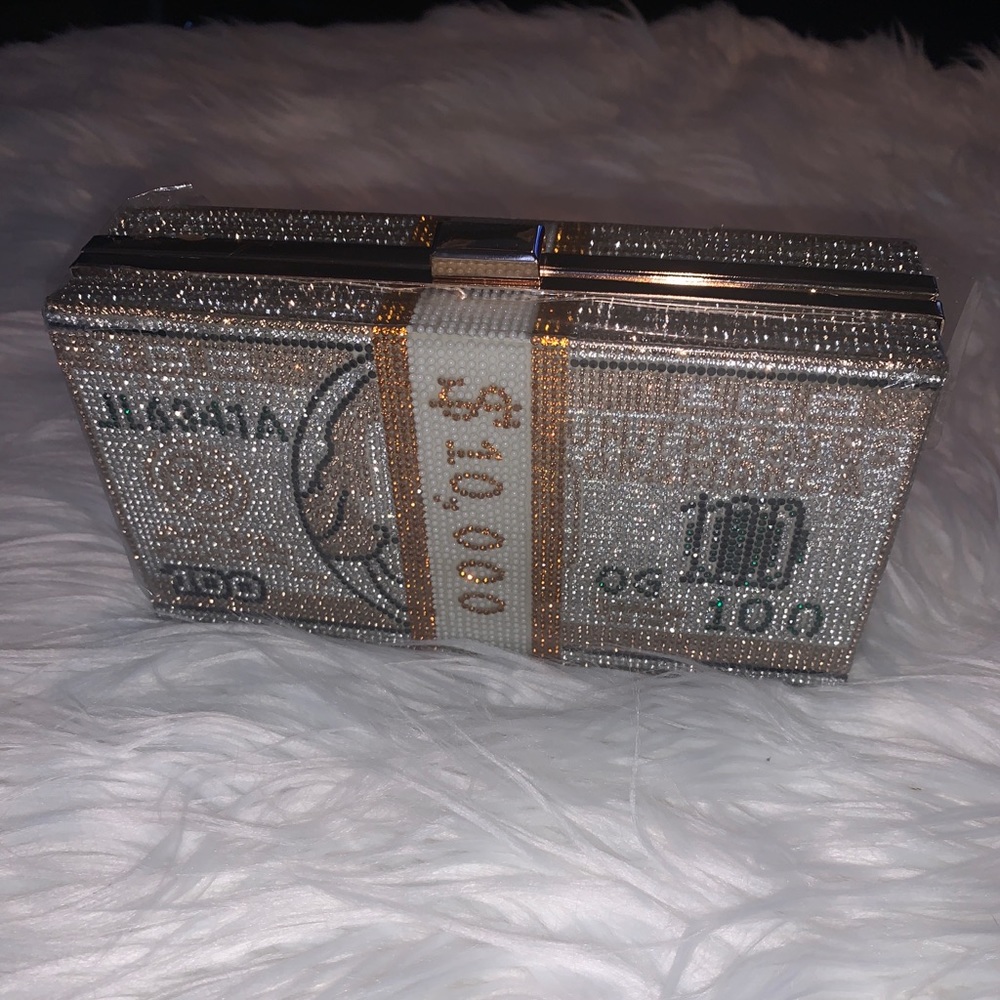 Gold money clutch purse